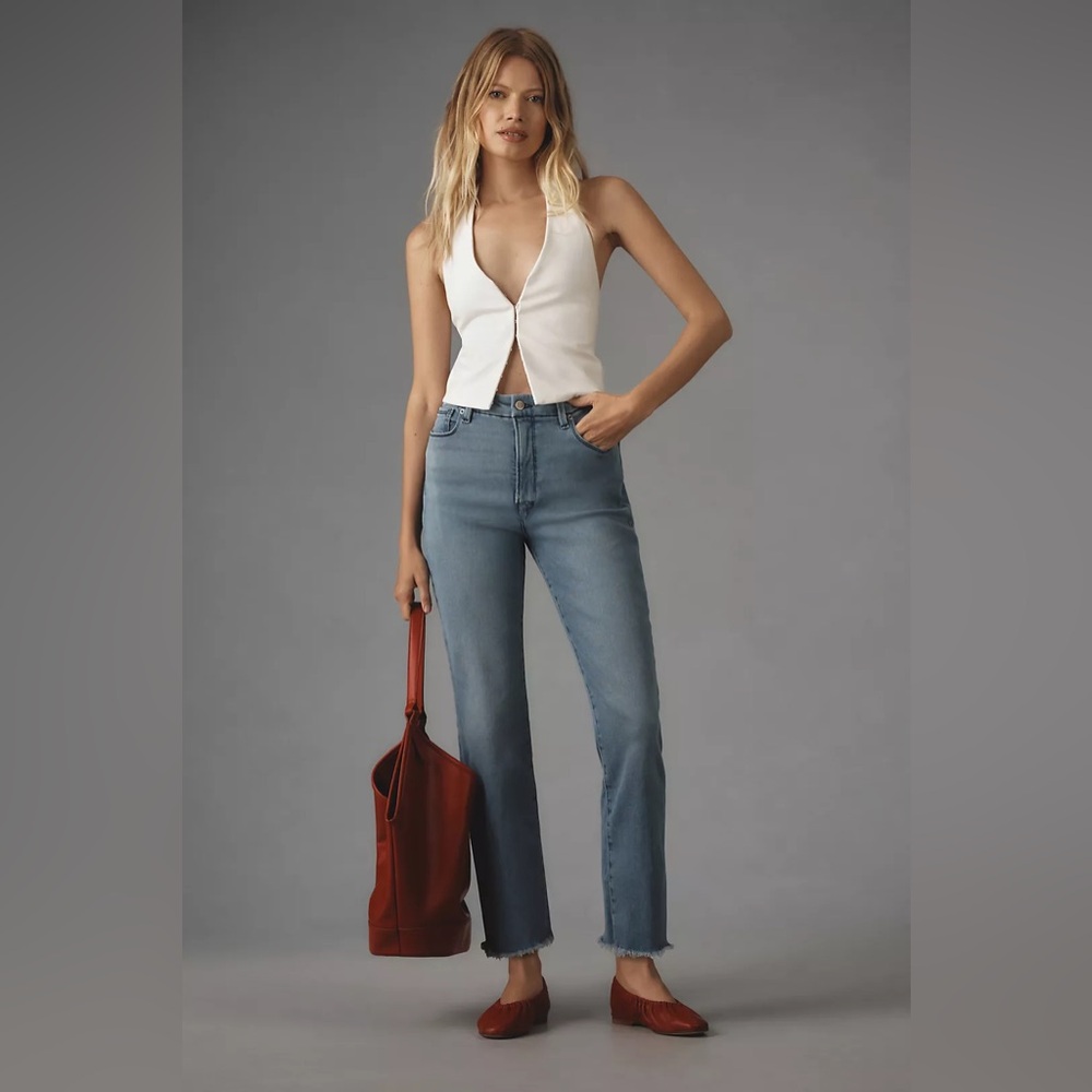 NWOT Good American x Anthropologie Good Straight High-Rise split pocket Jeans